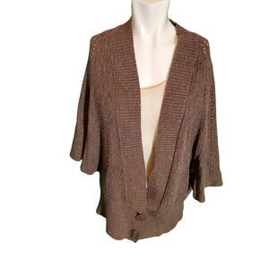 Moth Anthropologie Wool Blend Dolman Batwing Cardigan Sweater Brown Heather Sz L
